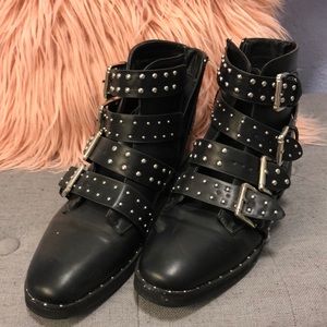Studded buckle bootie